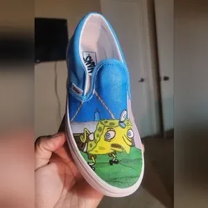 Custom Spongebob Meme Vans Slip-On Shoe Custom spongebob slip ons I painted. Had to share with my  main image 3